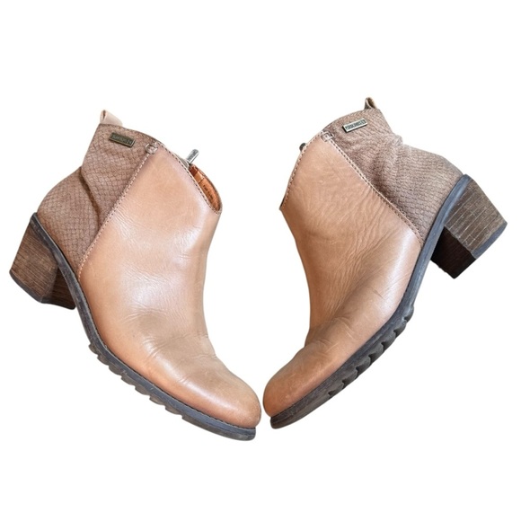 Pikolinos Ankle Boots EU 38 US 8 Leather Suede Tan Block Heel Made in Spain S1 - Picture 6 of 14